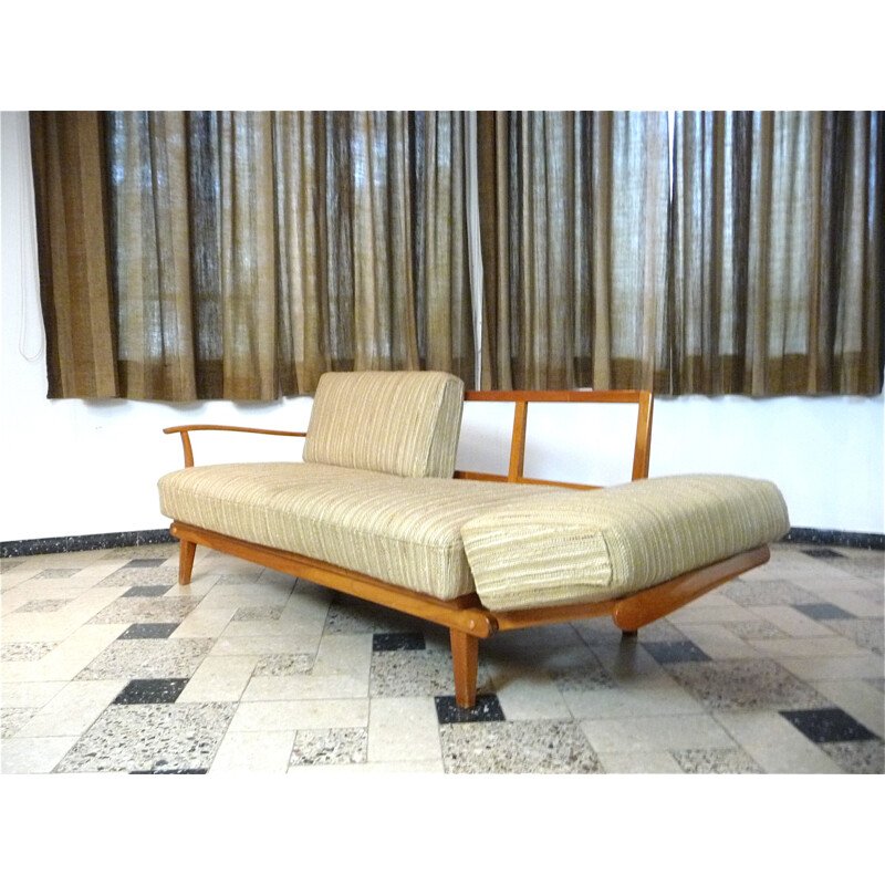 Vintage wood and woolen daybed by Wilhelm Knoll, Germany 1960