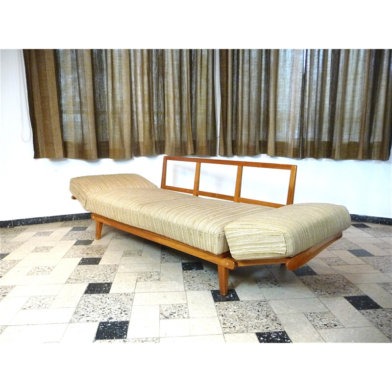 Vintage wood and woolen daybed by Wilhelm Knoll, Germany 1960