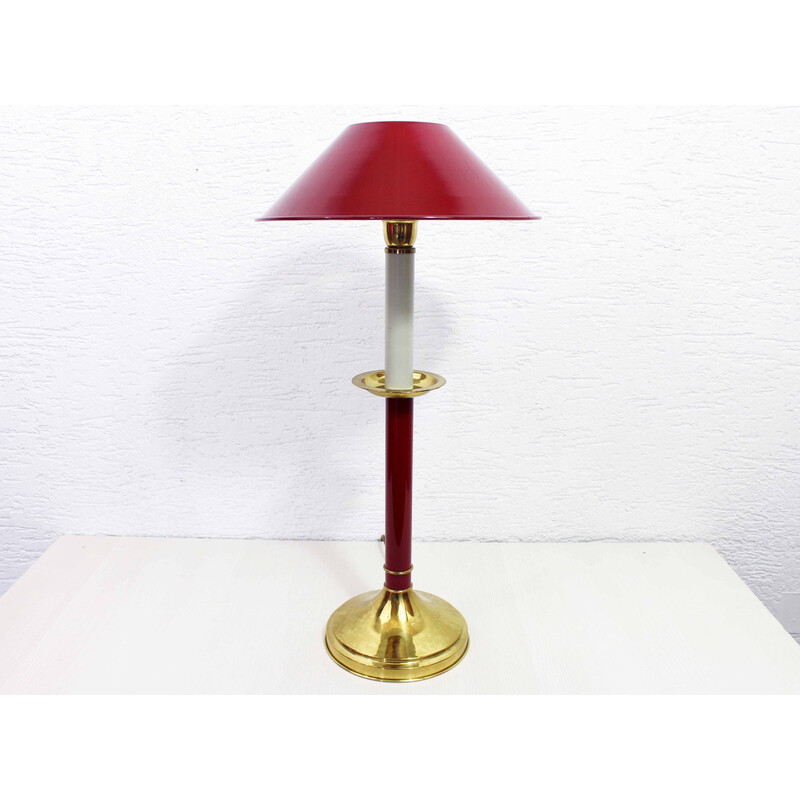 Vintage metal and brass table lamp by Tommaso Barbi, Italy 1970s