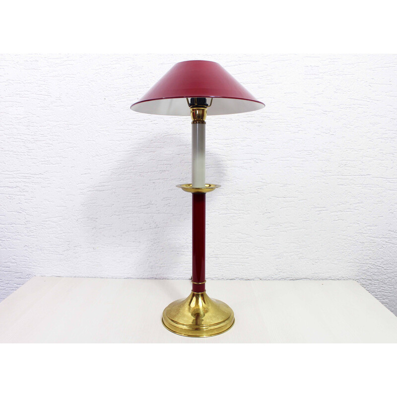 Vintage metal and brass table lamp by Tommaso Barbi, Italy 1970s