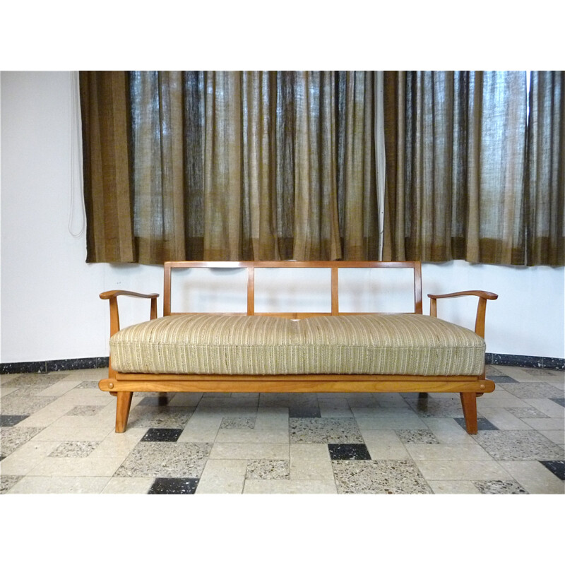 Vintage wood and woolen daybed by Wilhelm Knoll, Germany 1960