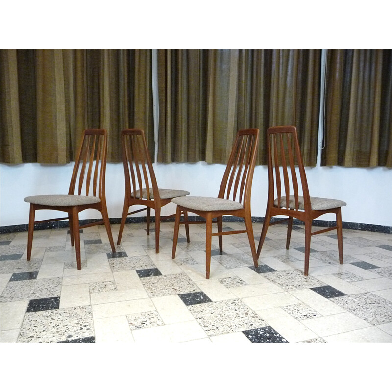 Set of 4 "Eva" Danish dining chairs in teak by Niels Koefoed for Koefoed Møbelfabrik - 1960s