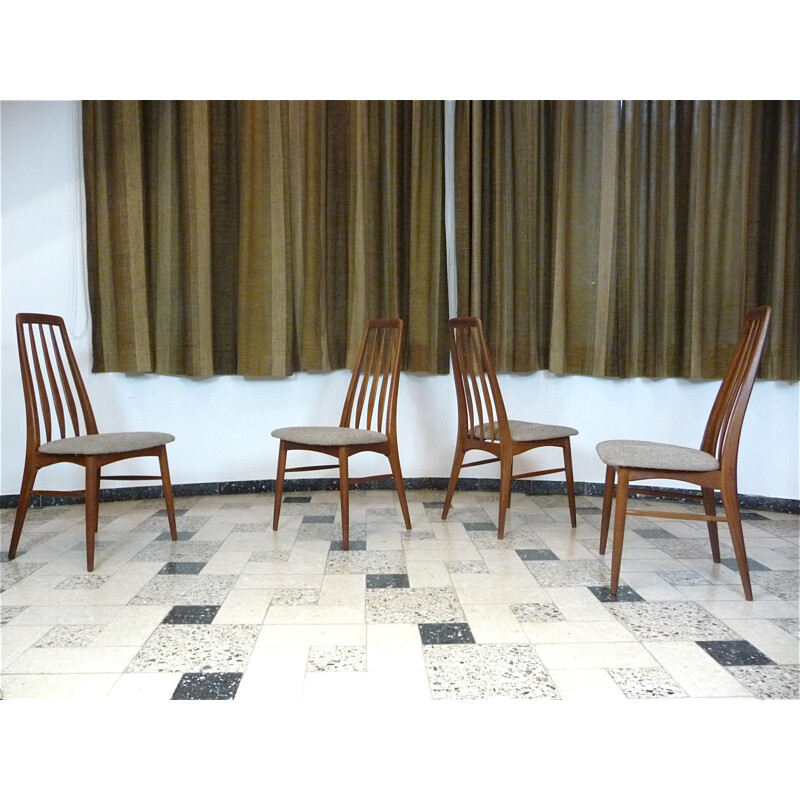 Set of 4 "Eva" Danish dining chairs in teak by Niels Koefoed for Koefoed Møbelfabrik - 1960s