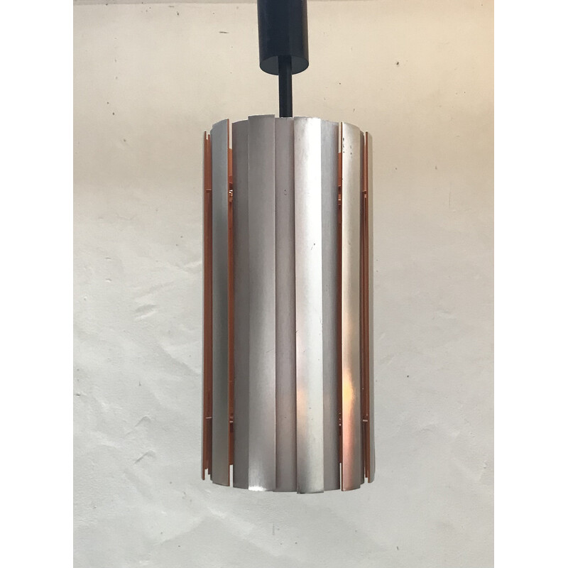 Vintage silver metal pendant lamp for Lita, 1970s
