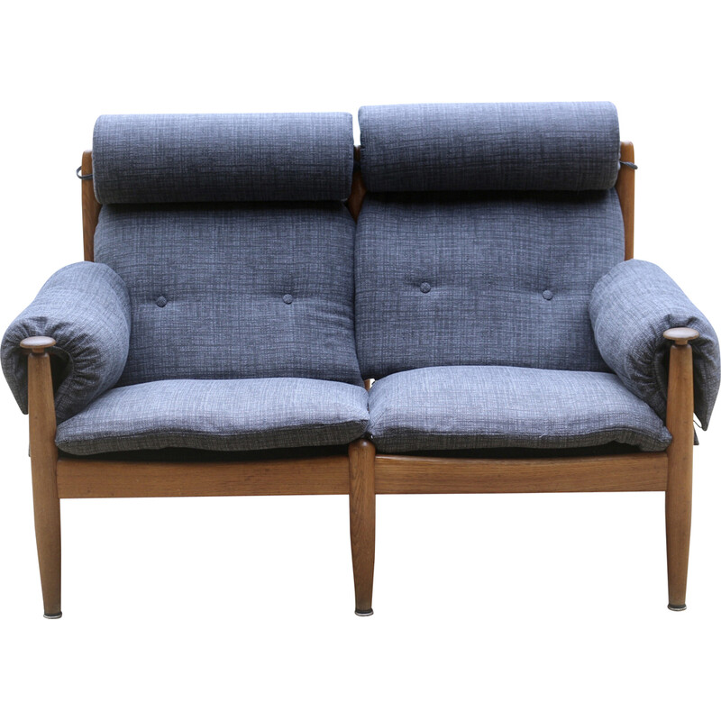 Vintage-Sofa aus Eiche und grau meliertem Stoff von Eric Merthen für Ire Møbler, Schweden 1960