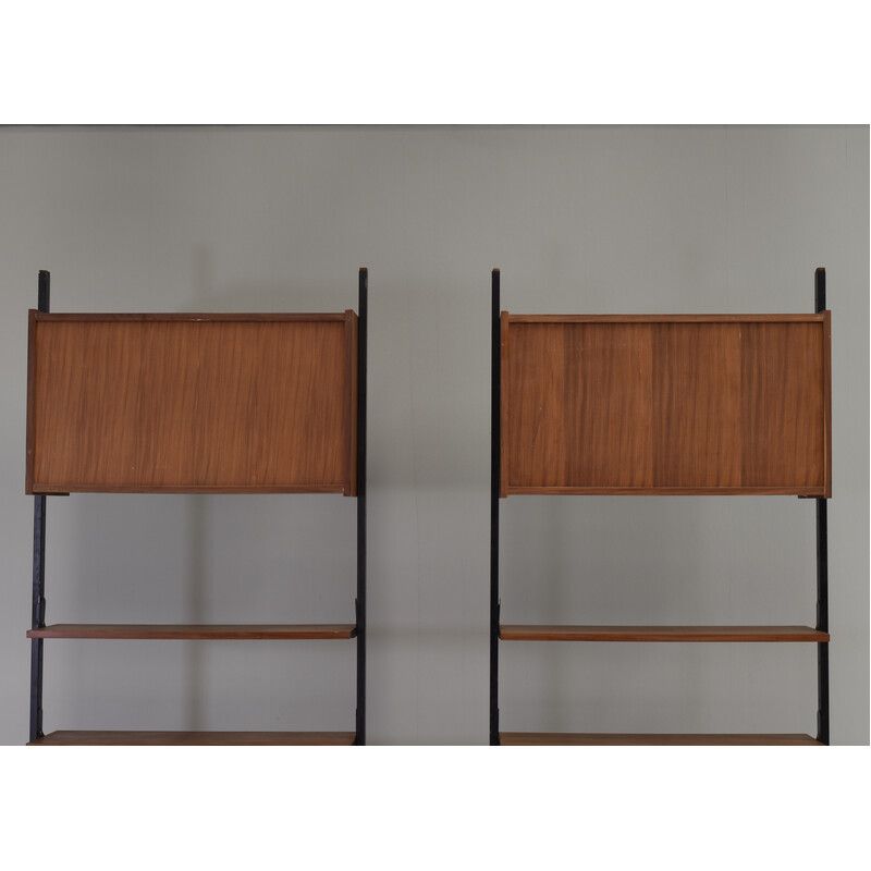 Vintage teak and brass wall unit, Italy 1950s