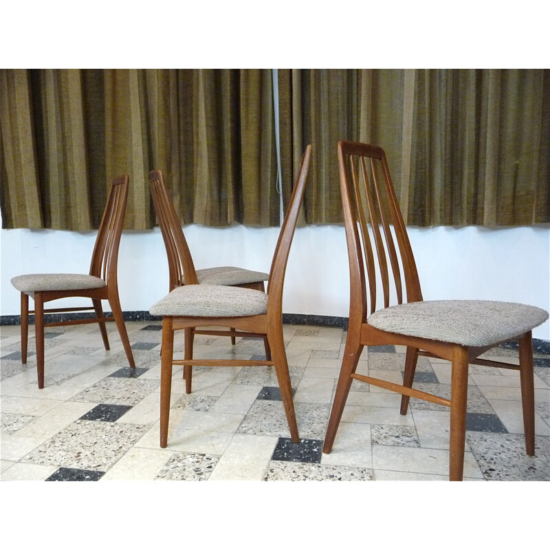 Suite van 4 Deense teakhouten "Eva"-stoelen door Niels Koefoed voor Koefoed Møbelfabrik - 1960