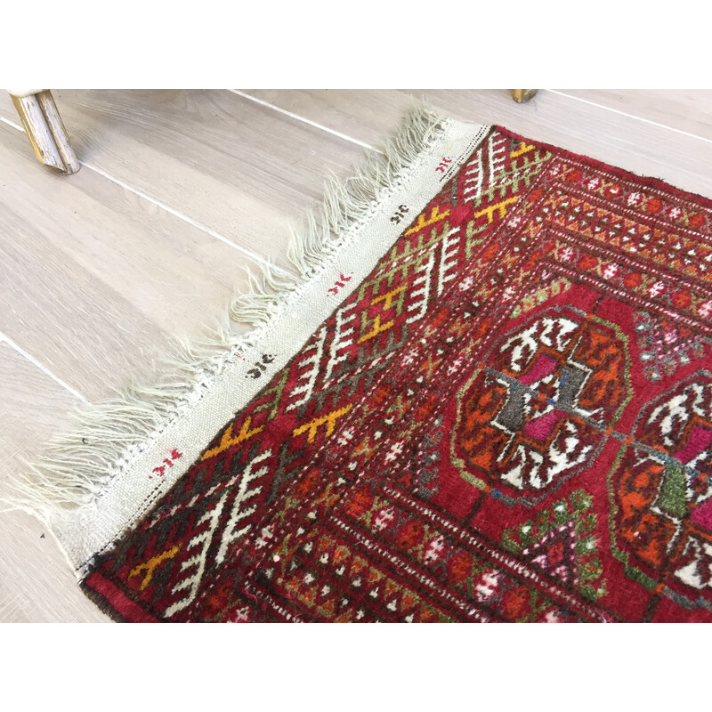 Tapete de lã vermelha-alaranjada Vintage Afegão