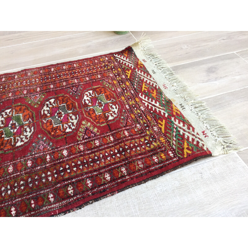 Tapis vintage afghan en laine rouge-orangé