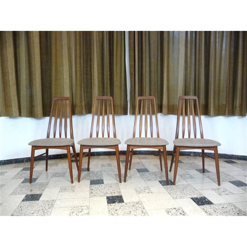 Set of 4 "Eva" Danish dining chairs in teak by Niels Koefoed for Koefoed Møbelfabrik - 1960s