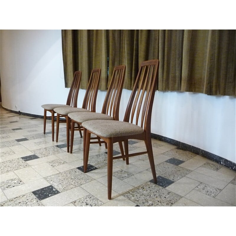 Set of 4 "Eva" Danish dining chairs in teak by Niels Koefoed for Koefoed Møbelfabrik - 1960s