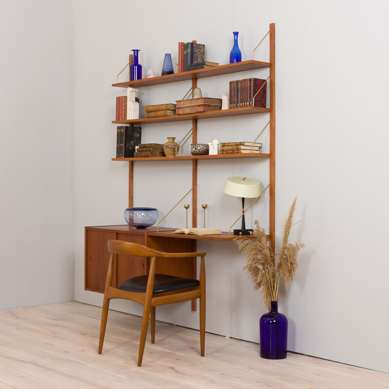 Vintage teak wall unit by Preben Sorensen, Denmark 1960s