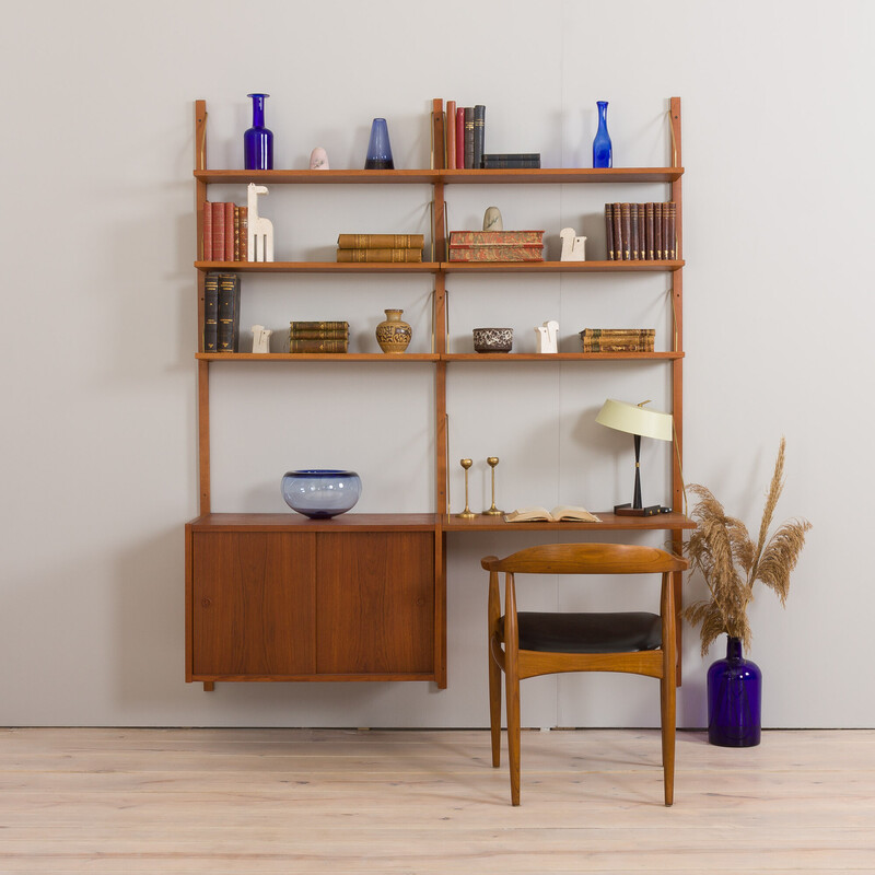 Vintage teak wall unit by Preben Sorensen, Denmark 1960s