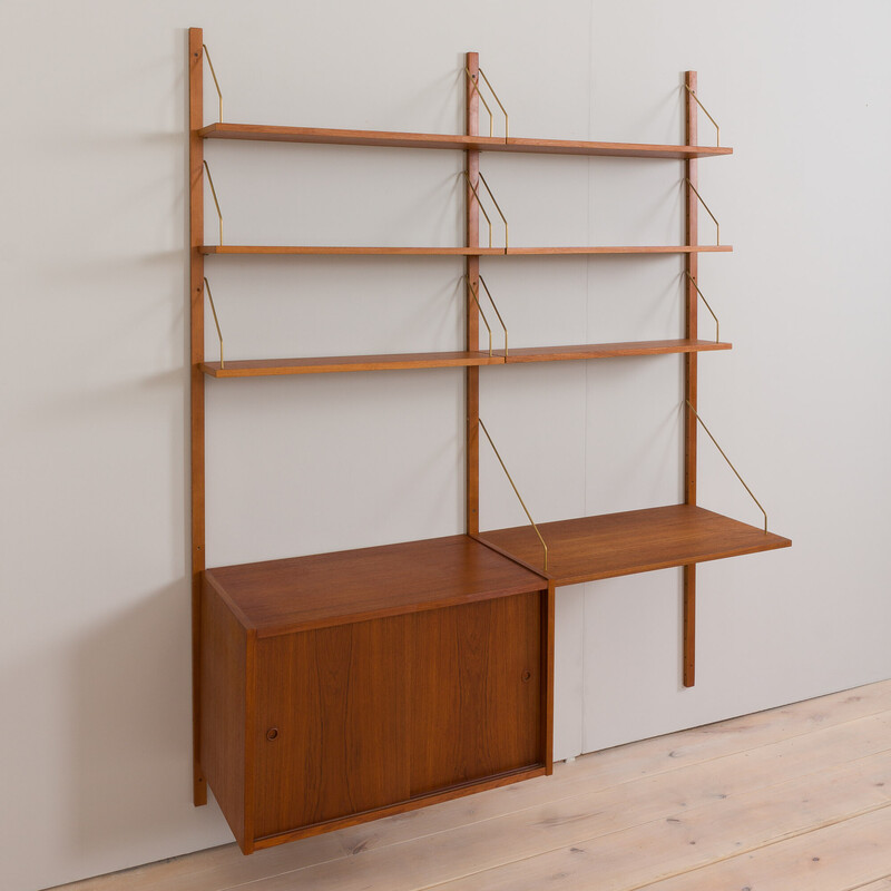 Vintage teak wall unit by Preben Sorensen, Denmark 1960s