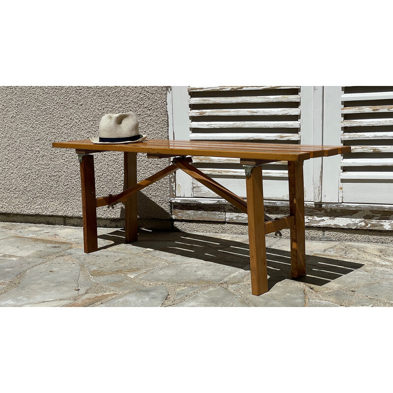 Vintage folding bench in solid wood