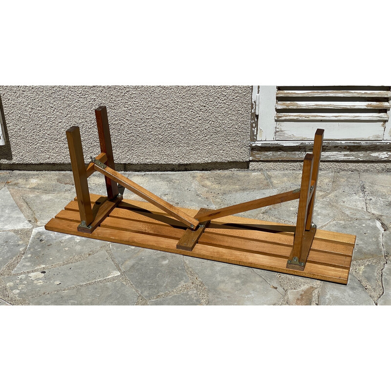 Vintage folding bench in solid wood