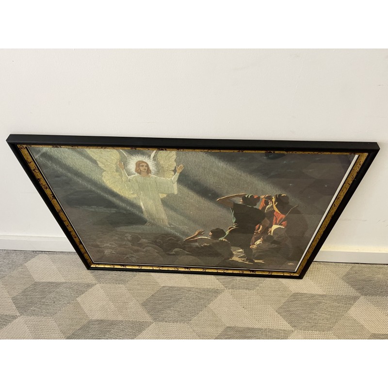 Vintage painting with wooden frame and glass by Josef Mueller, Germany 1939s