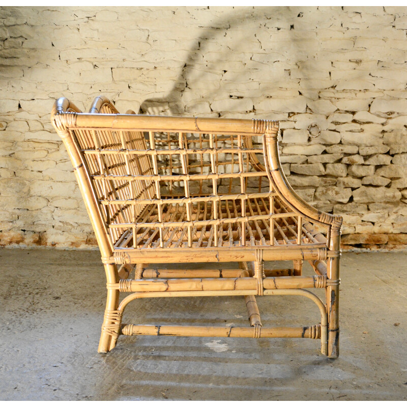 3-seater sofa in rattan - 1960s 