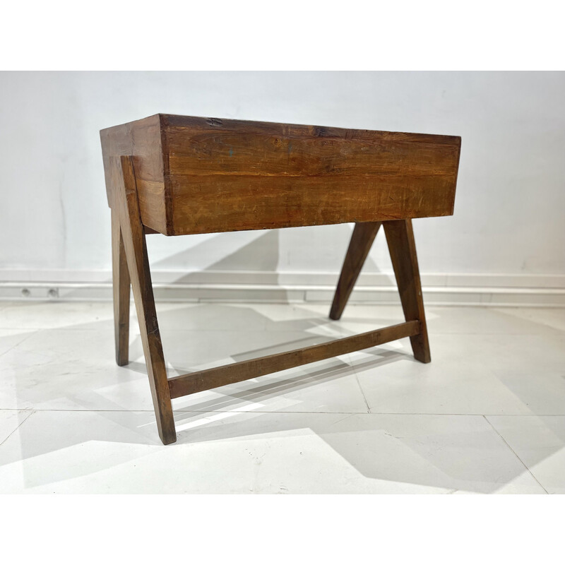 Vintage teak desk by Jeanneret, 1960s