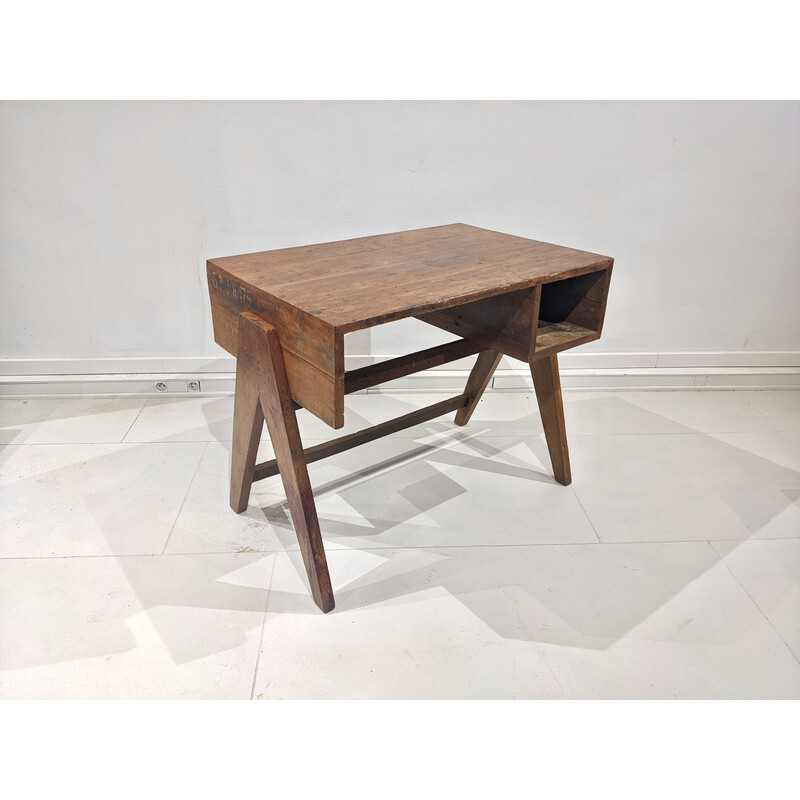 Vintage teak desk by Jeanneret, 1960s