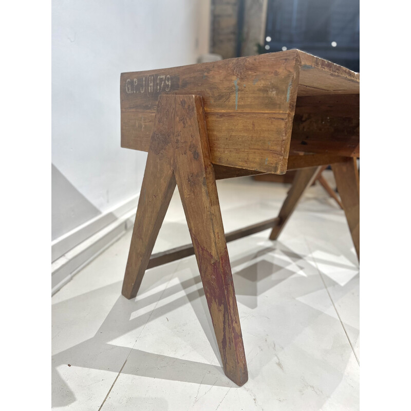 Vintage teak desk by Jeanneret, 1960s