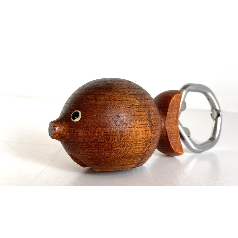 Vintage fish-shaped corkscrew in teak, Denmark