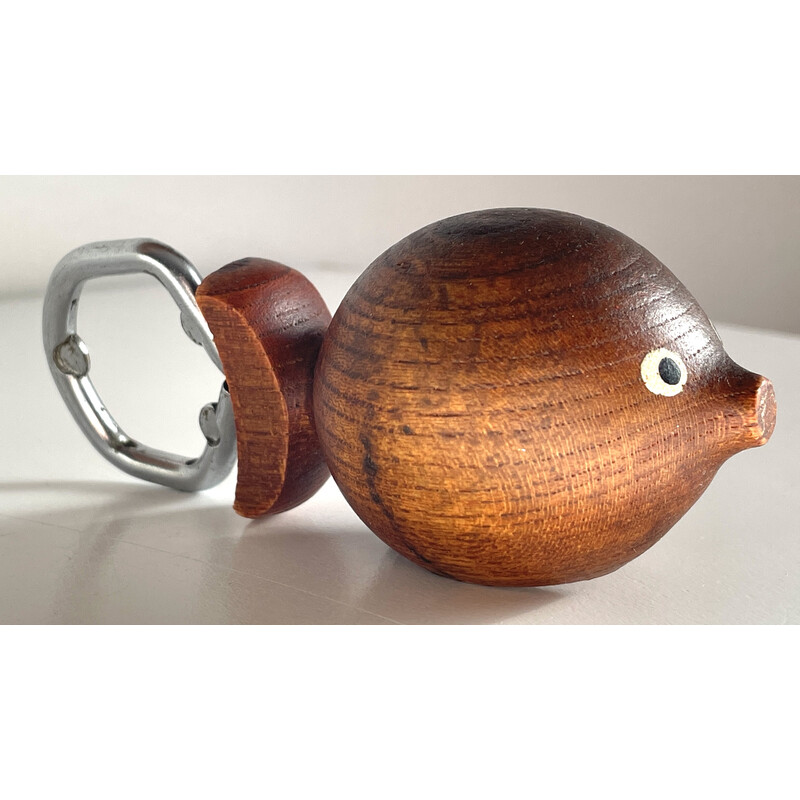 Vintage fish-shaped corkscrew in teak, Denmark