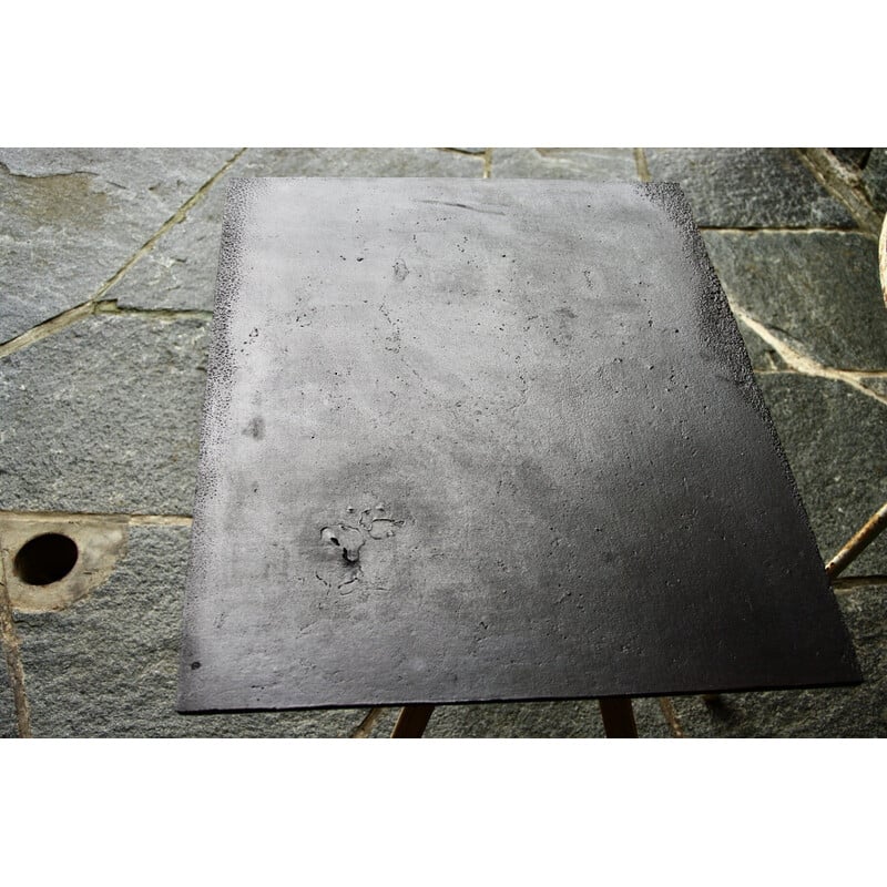 Plaque de cheminée vintage en fonte d'acier, 1960
