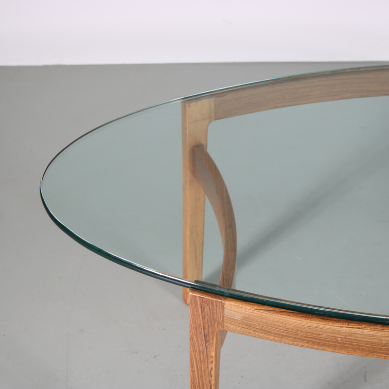 Vintage wooden coffee table by Ib Kofod Larsen for Fröschen Sitform, Germany 1960s