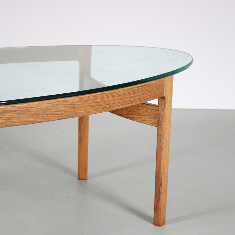 Mesa de centro de madera vintage de Ib Kofod Larsen para Fröschen Sitform, Alemania años 60