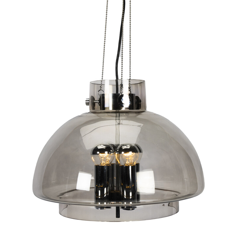 Vintage chrome pendant lamp for Limburg Glashütte