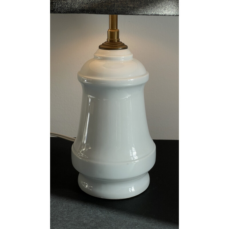 Lampe vintage en porcelaine et tissu, France