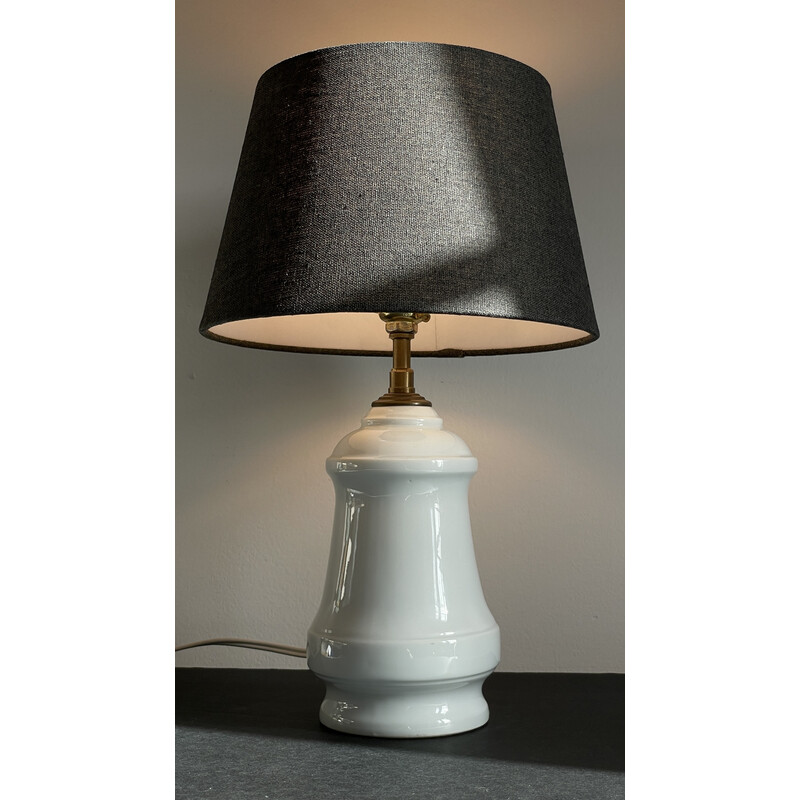 Vintage porselein en stoffen lamp, Frankrijk