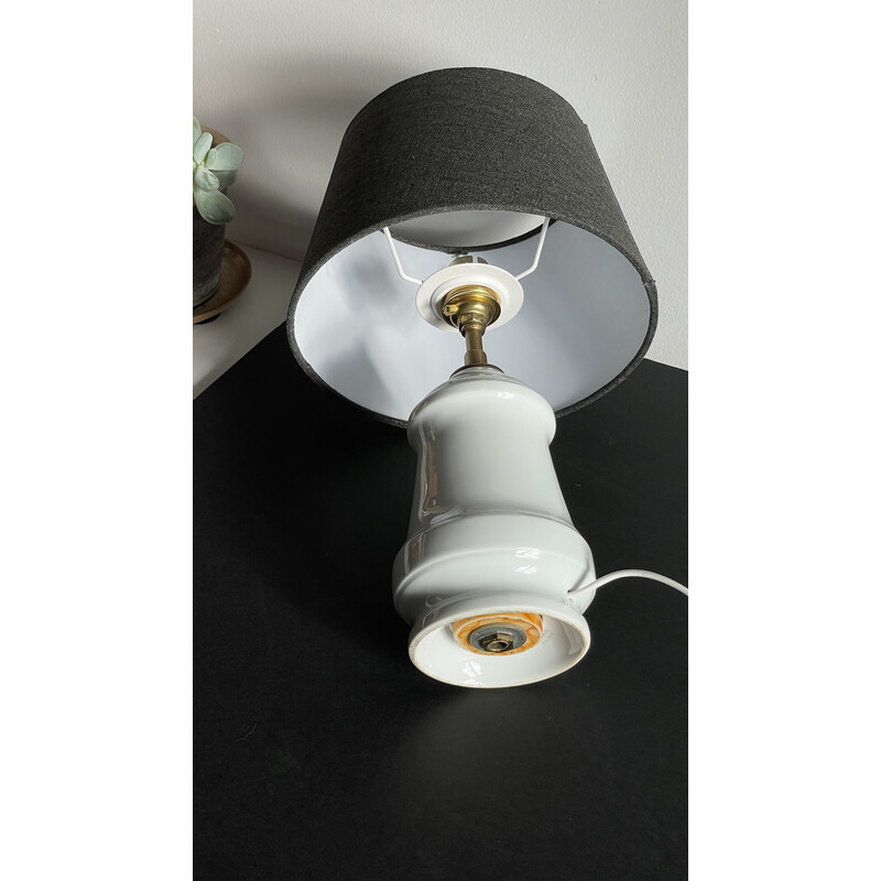 Lámpara vintage de porcelana y tela, Francia