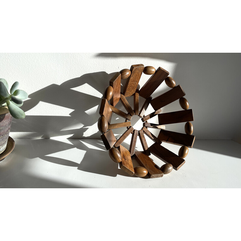 Vintage teak and olive wood basket