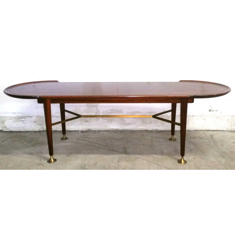"Z" coffee table in brass and walnut by A.A. Patijn for Zijlstra Joure - 1950s