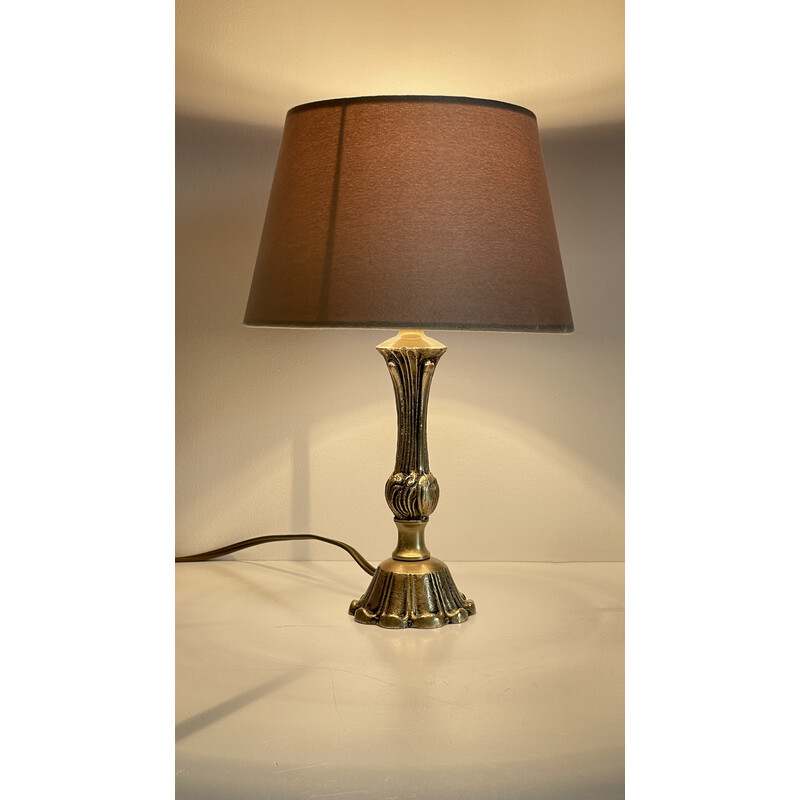 Vintage lamp in brass and fabric