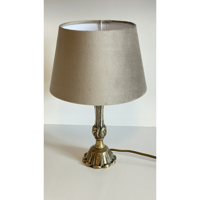 Lampe vintage en laiton et tissu