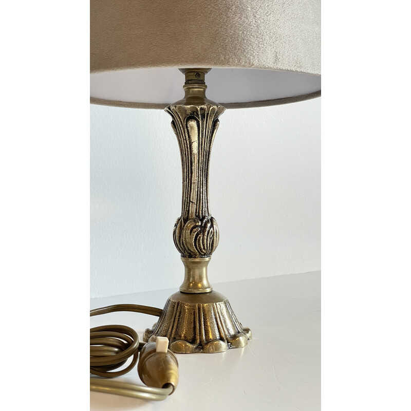 Vintage lamp in brass and fabric