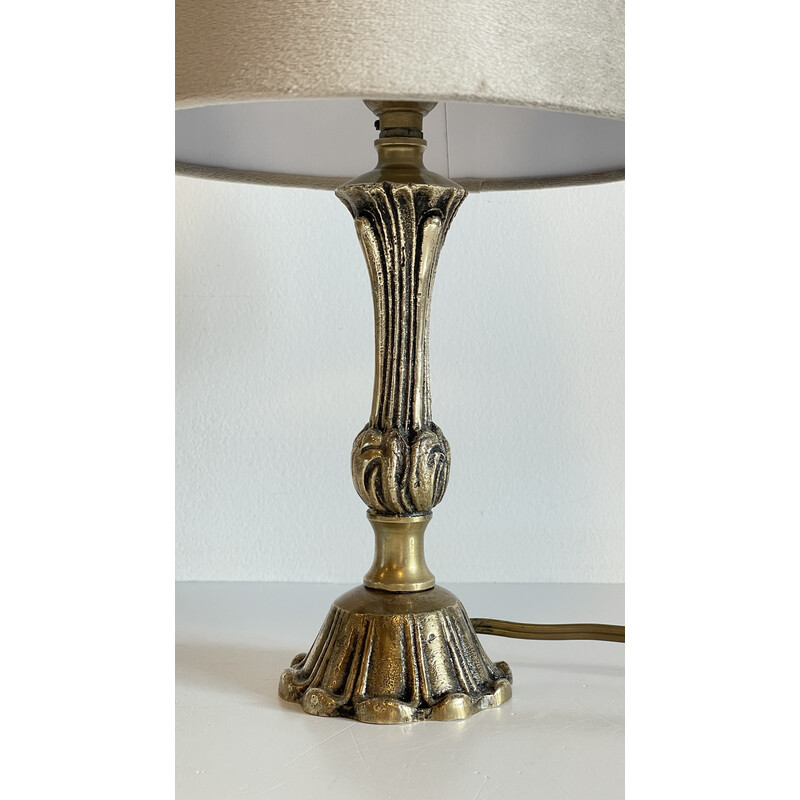 Vintage lamp in brass and fabric