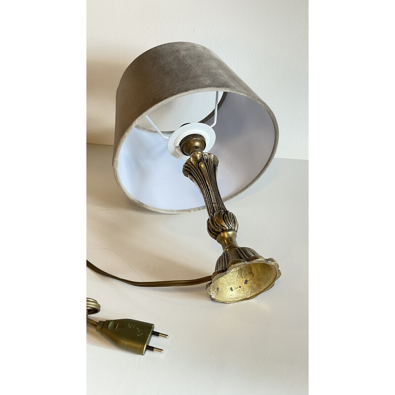 Lampada vintage in ottone e tessuto