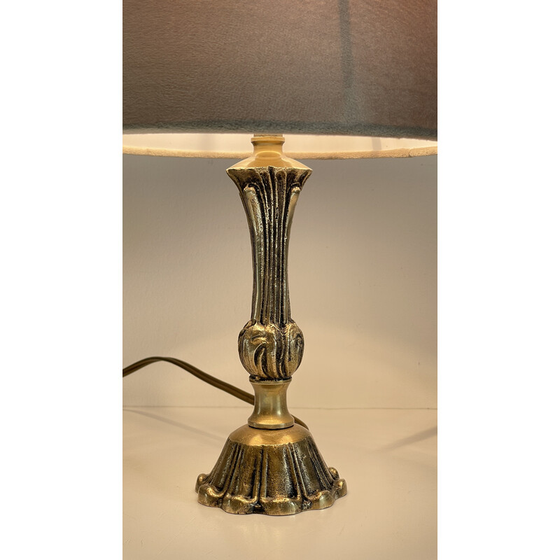 Vintage lamp in brass and fabric