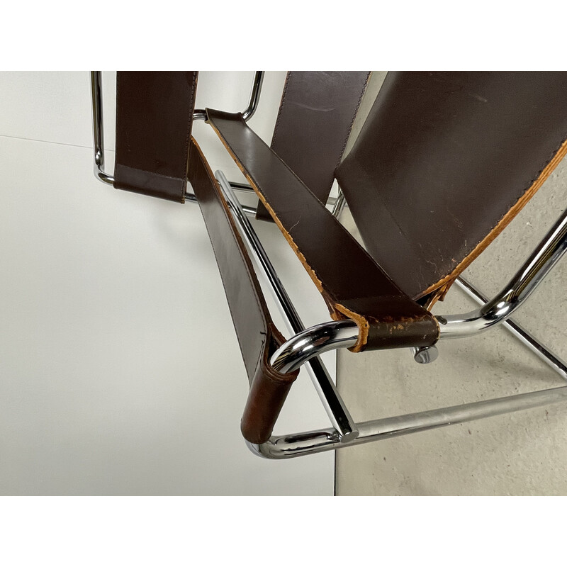 Vintage Wassily Sessel aus Leder und verchromtem Metall von Marcel Breuer für Gavina