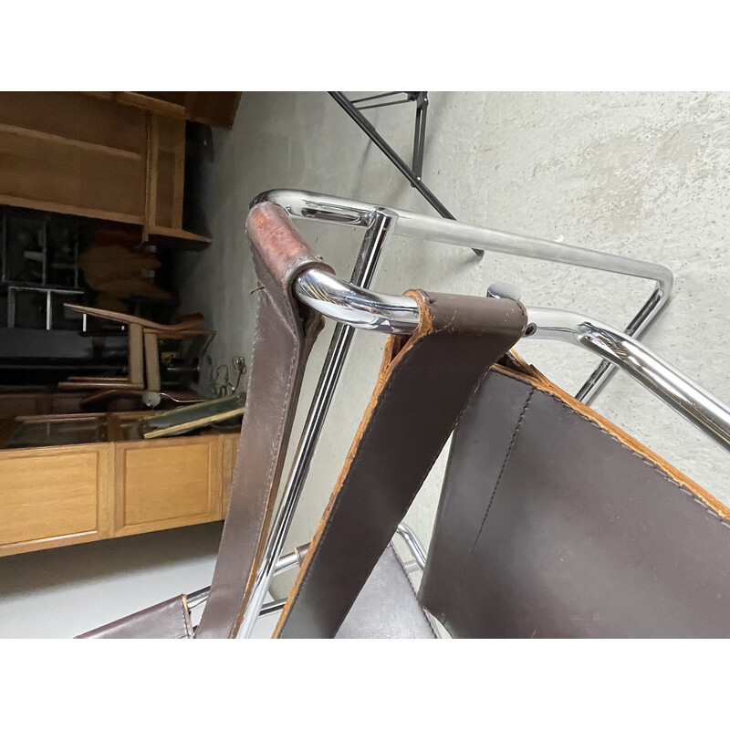 Vintage Wassily Sessel aus Leder und verchromtem Metall von Marcel Breuer für Gavina