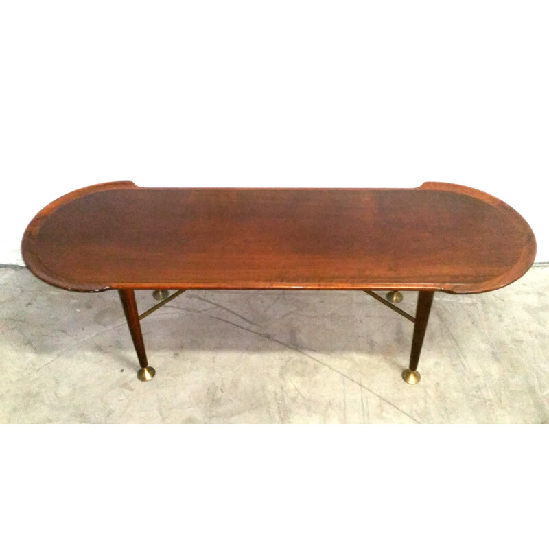 Table basse "Z" en noyer et en laiton de A.A Patijn pour Zijlstra Joure - 1950