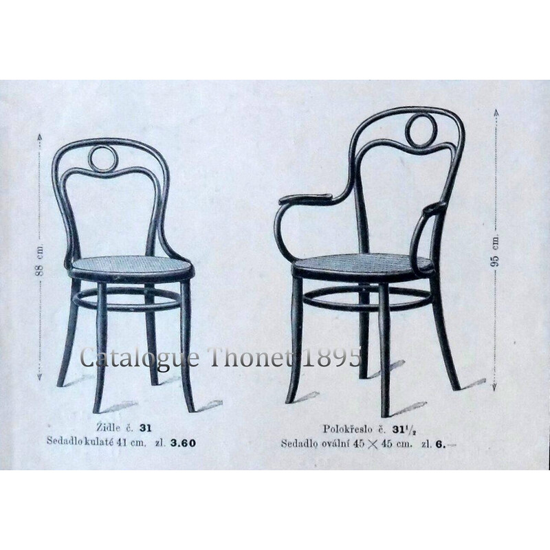 Paire de chaises vintage N°31 en cannages de Thonet, 1885