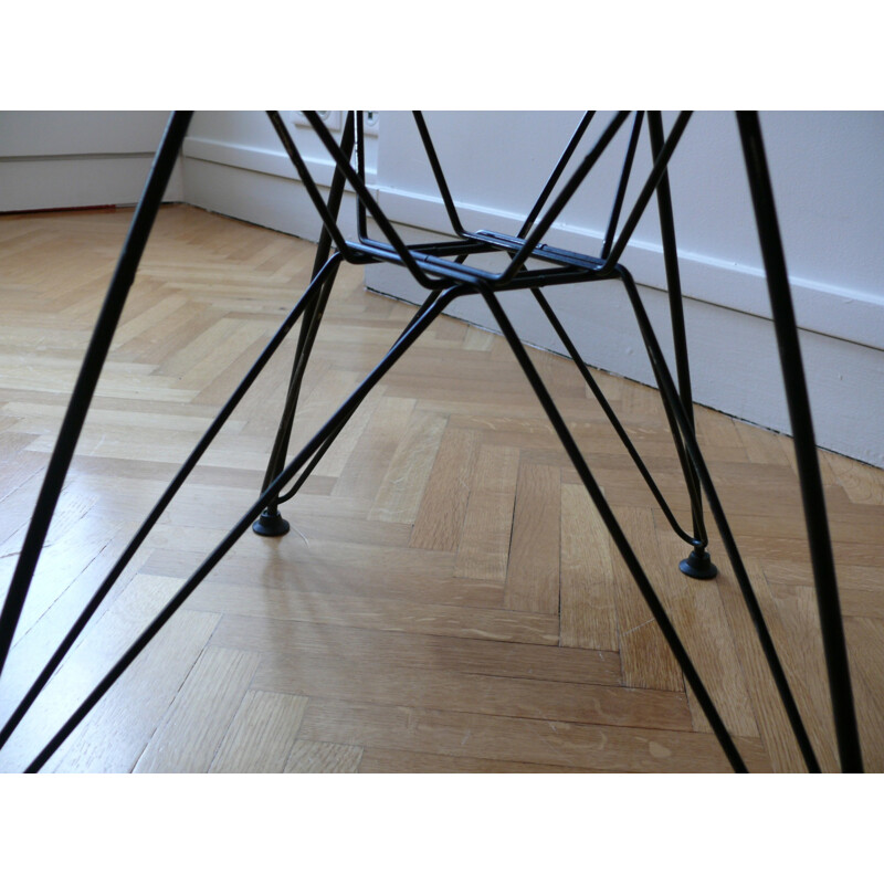 Set of six red chairs model "Side Chairs" in glassfiber and steel by Eames - 1960s