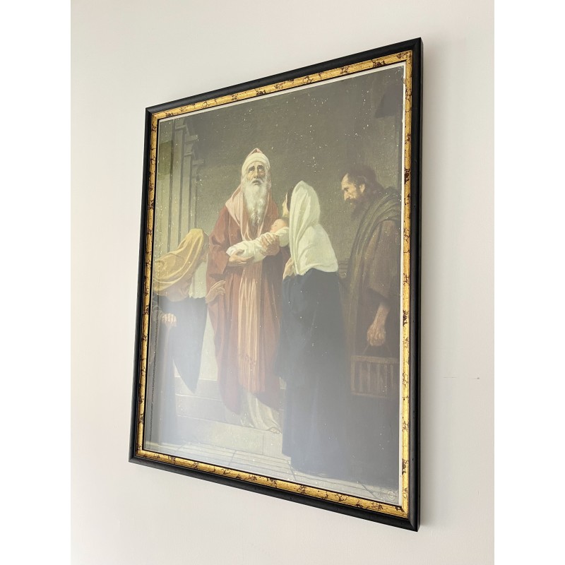 Vintage christian German print "Simeon the Presentation of Jesus", 1930s