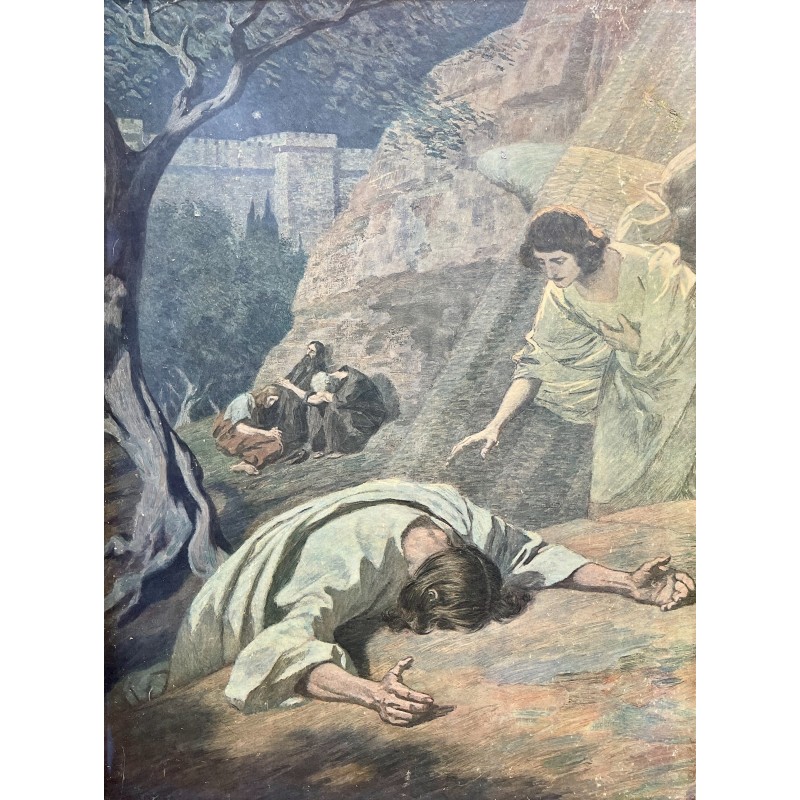 Grabado de época "La agonía en el huerto de Getsemaní", años 30