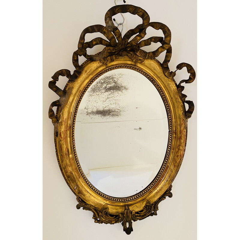 Specchio da parete vintage in foglia d'oro